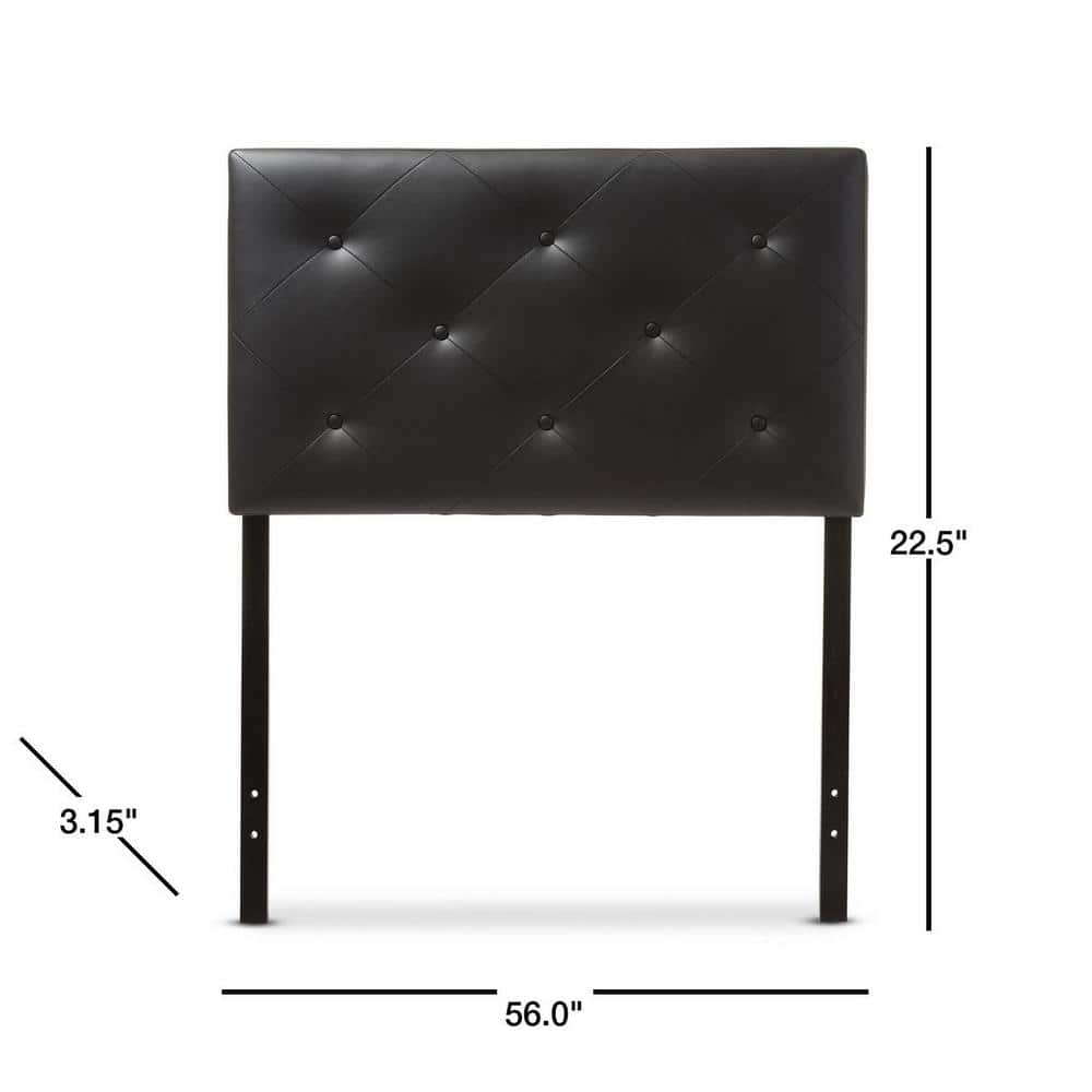 Black Faux Leather Tufted Full Headboard with Wood Frame