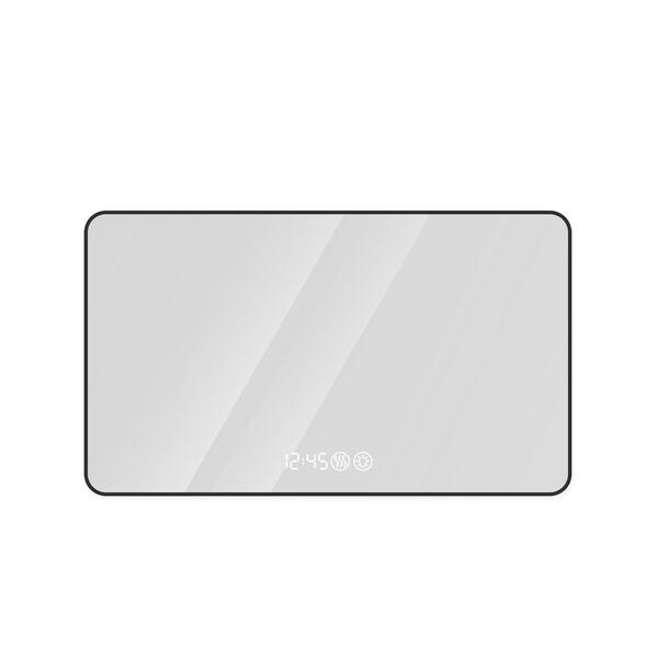 48 in. W x 32 in. H Rectangular Framed LED Wall Bathroom Vanity Mirror in Black
