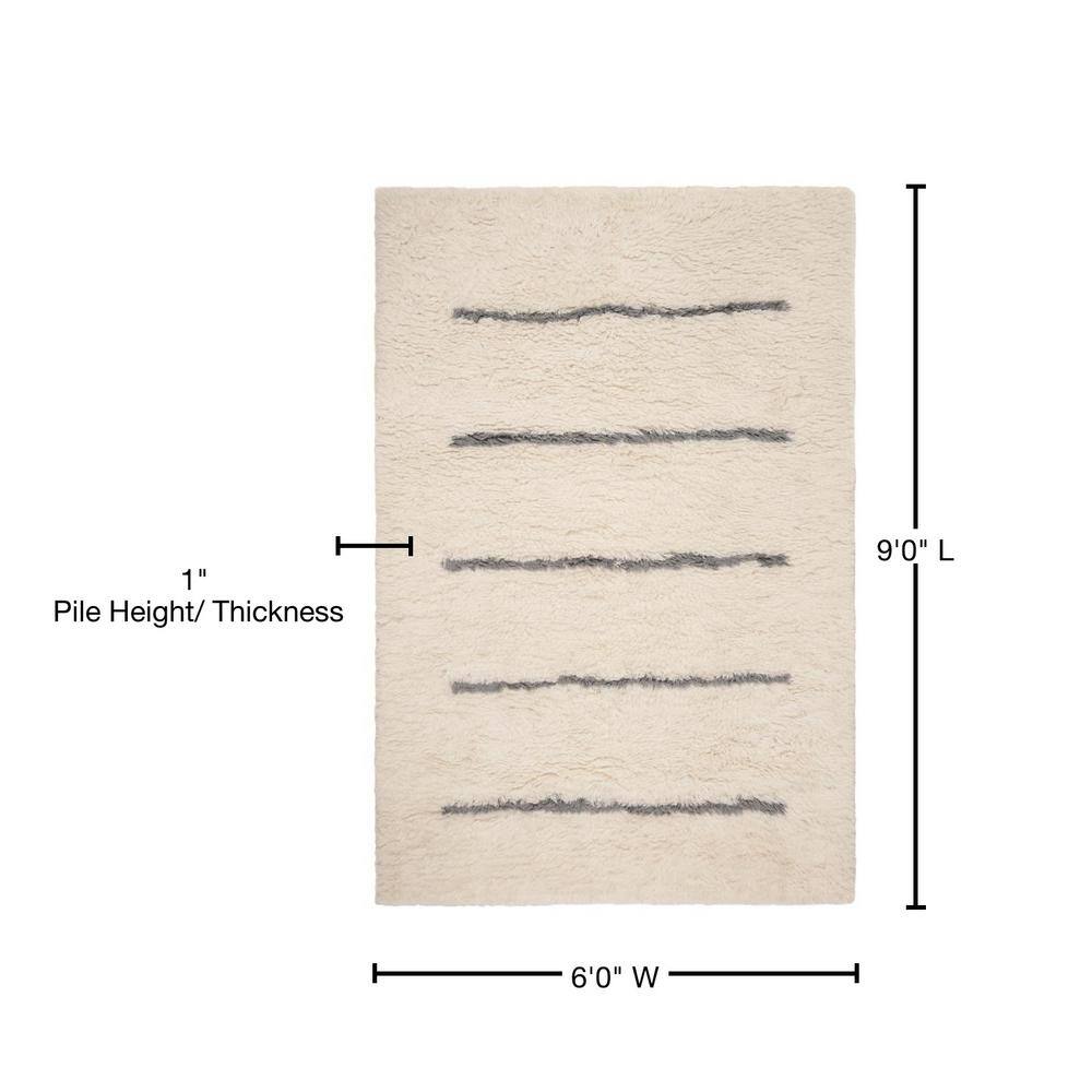 Kenya Ivory and Grey 6' x 9' Hand-Knotted Wool Area Rug