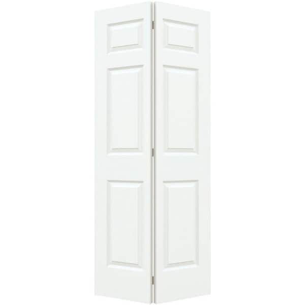 JELD-WEN 24 in. x 80 in. 6 Panel Colonist White Painted Textured Molded Composite Hollow Core Closet Bi-fold Door