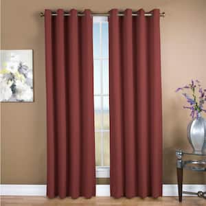 Garnet Polyester Solid 56 in. W x 63 in. L Grommet Blackout Curtain