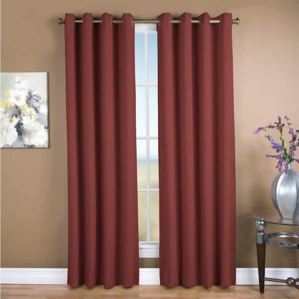 RICARDO Garnet Polyester Solid 56 in. W x 63 in. L Grommet Blackout Curtain