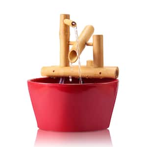 8 in. Bamboo Rocking Fountain with Pump and Tubing
