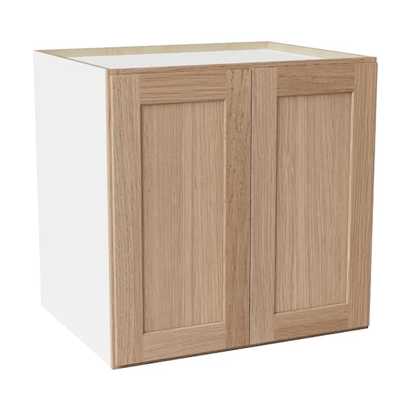 30 in. W x 24 in. D x 30 in. H Ready to Assemble Solid Wood Shaker Pantry Kitchen Cabinet in Oak