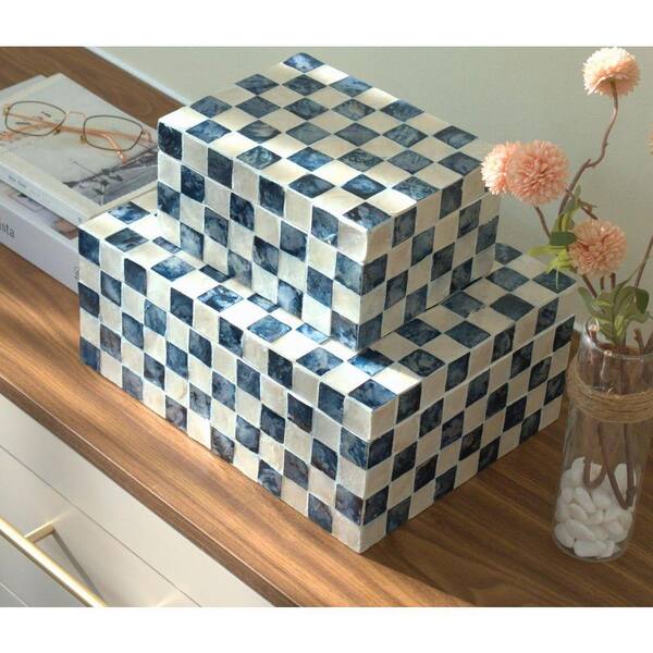 Capiz Shell Collection Navy Blue 11.8 in. x 9.1 in. Capiz Shell