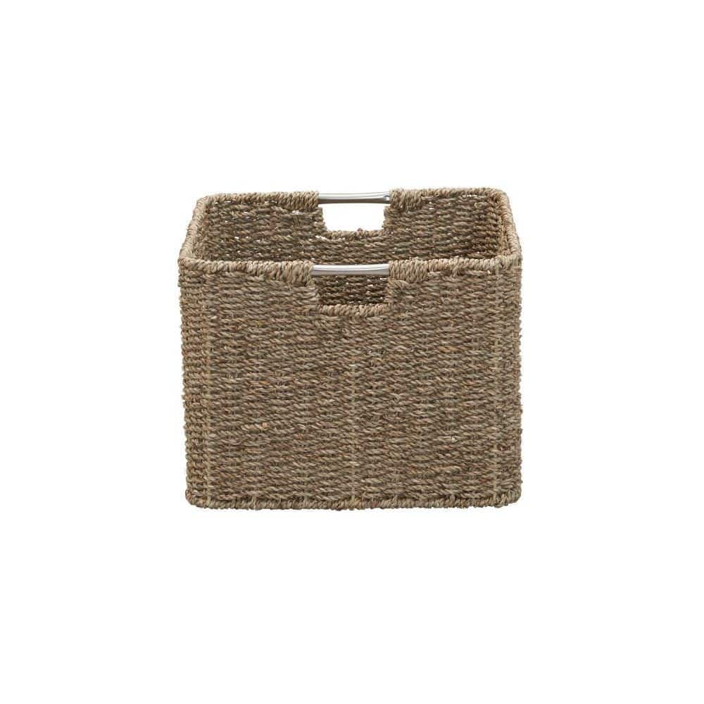 Natural Seagrass Square Wicker Basket with Metal Handles