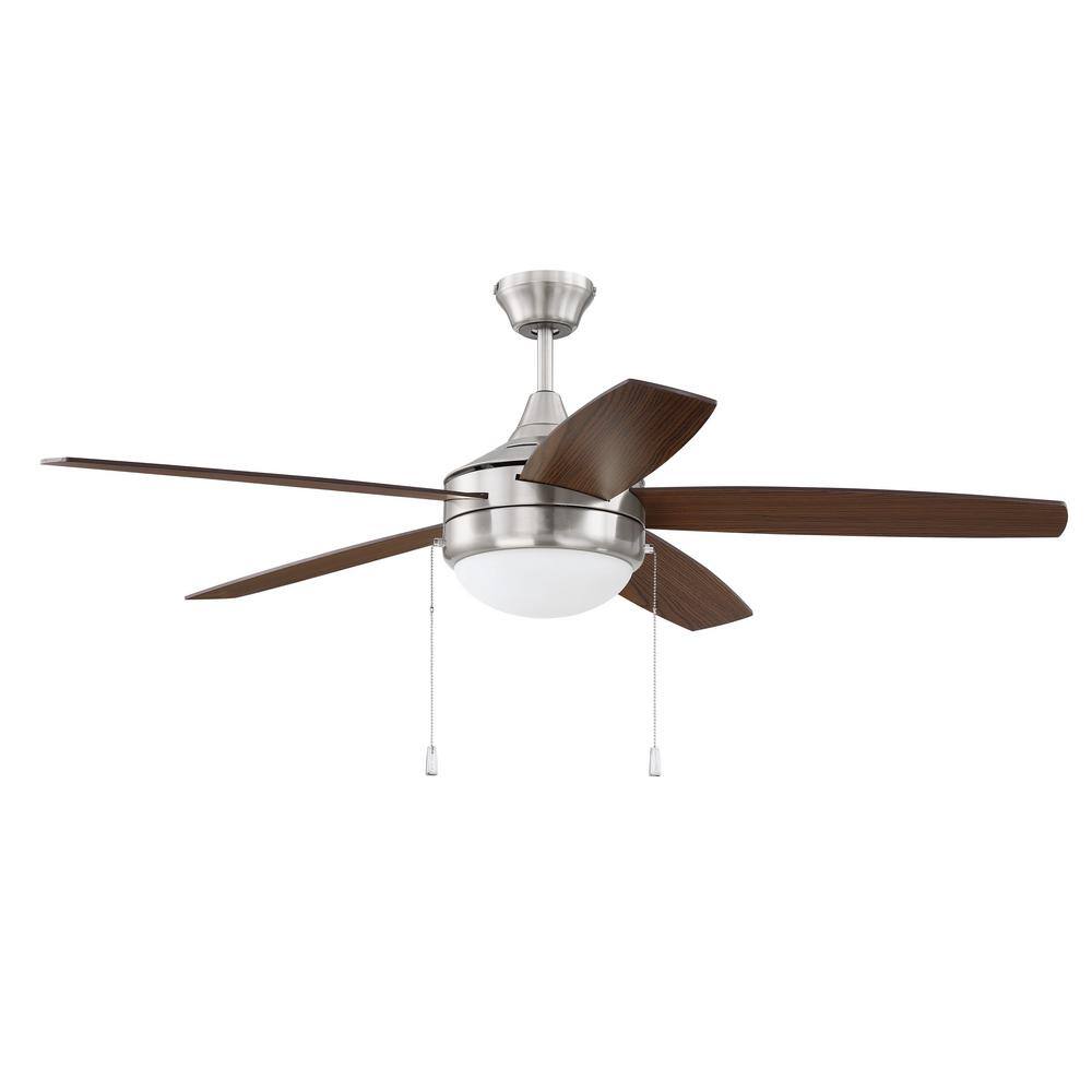 Brushed Nickel 52" Ceiling Fan with Walnut Blades and LED Light