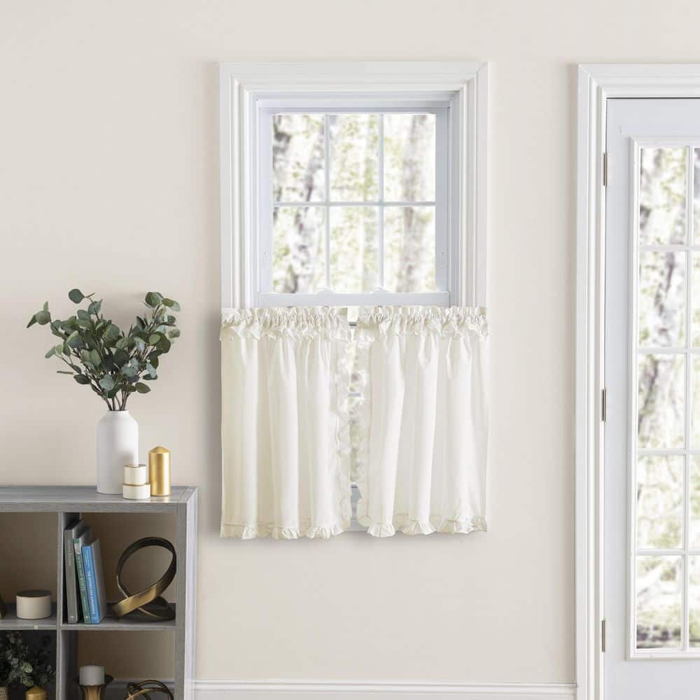 Natural Sheer Cotton Blend Rod Pocket Curtain Panels