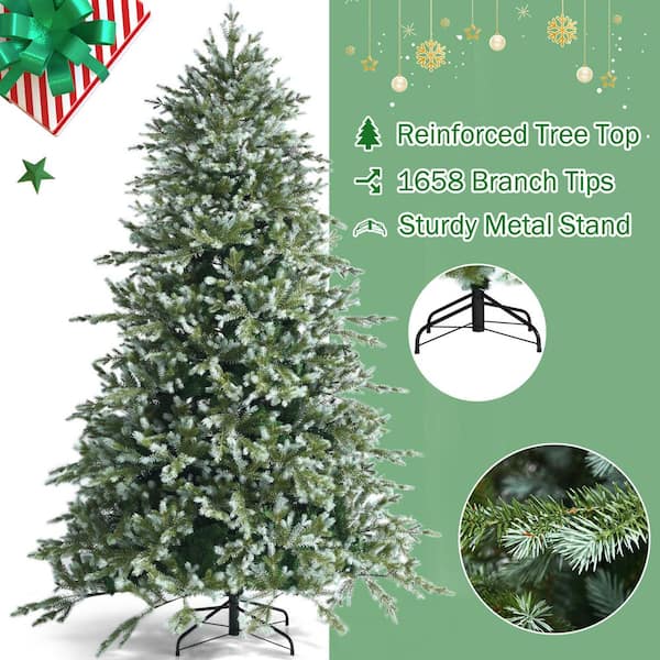 Gymax 6 FT White Artificial Christmas Tree Hinged Unlit Iridescent Xmas Tree  