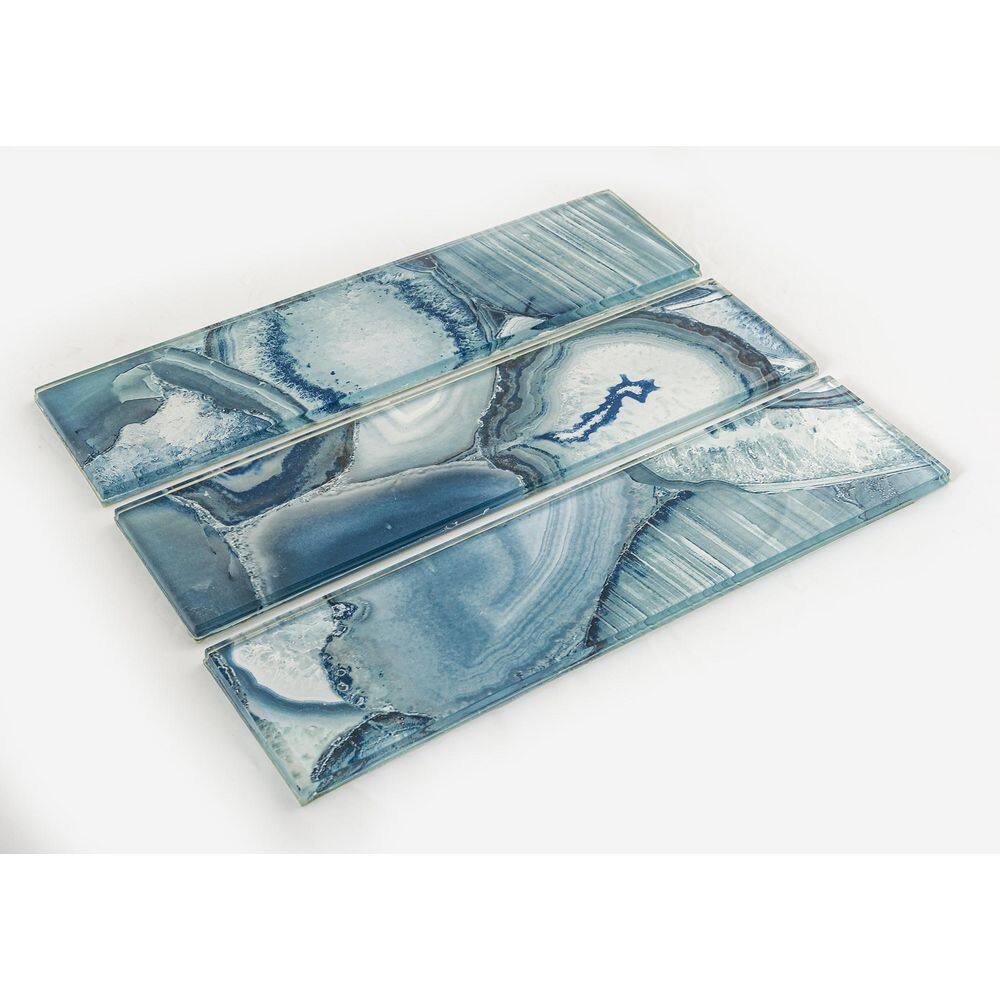 Myst 3" x 12" Polished Blue Glass Subway Wall Tile