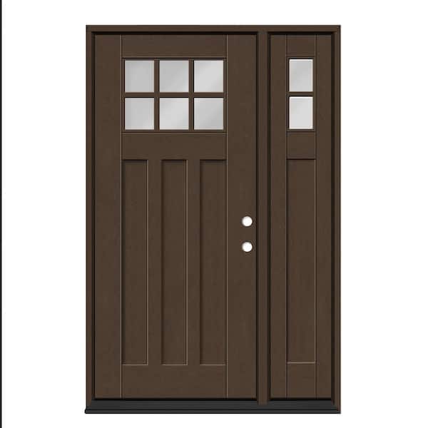 Regency 49 in. x 80 in. 6L Toplite Clear Glass LHIS Hickory Mahogany Fiberglass Prehung Front Door with 10in.SL_4in.Jamb