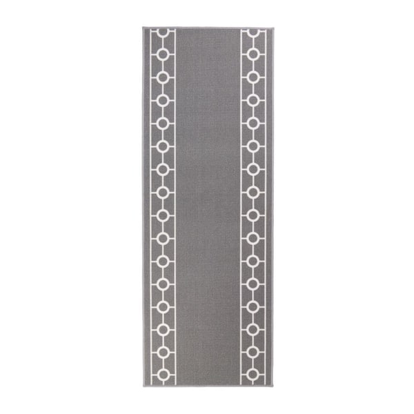 Chain Border Design Cut to Size Gray Color 26 " Width x Your Choice Length Custom Size Slip Resistant Stair Runner Rug