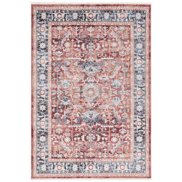 Rosewood 5 ft. x 8 ft. Blue/Red Ornate Border Area Rug