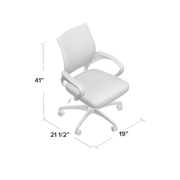 LACOO White Office Chair Ergonomic Desk Task Mesh Chair with Armrests  Swivel Adjustable Height T-OCNC9402 - The Home Depot