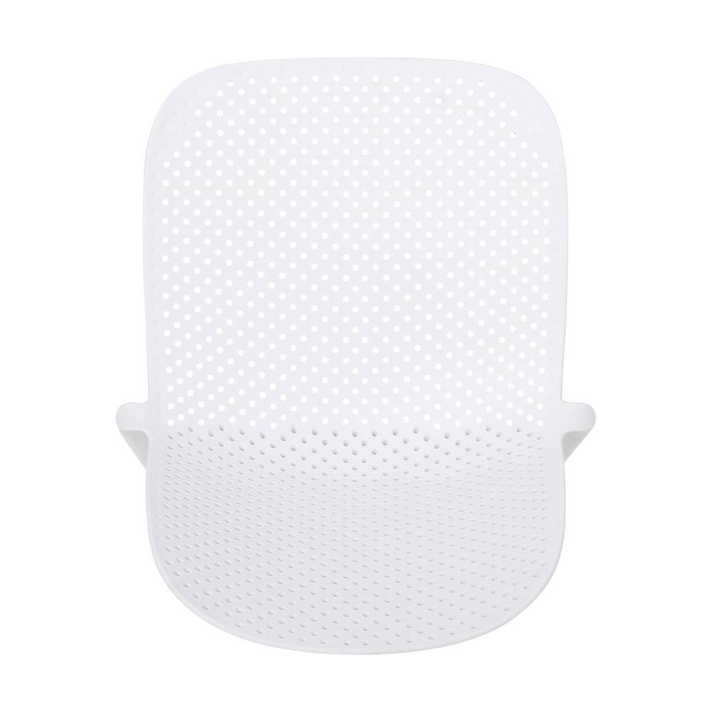 White Plastic Armless Stackable Dining Chairs, Set of 2