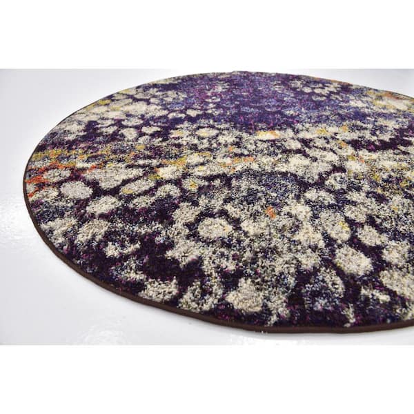 Vita Pollock Navy Blue 4' 0 x 4' 0 Round Rug