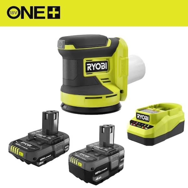 ONE+ 18V Lithium-Ion 4.0 Ah Battery, 2.0 Ah Battery and Charger Kit with FREE ONE+ Cordless 5 in. Random Orbit Sander
