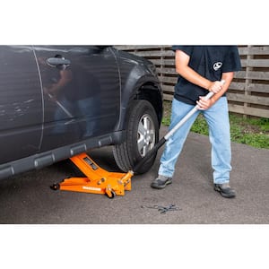 3-Ton Low Profile Car Jack with Quick Lift and 3-Ton Jack Stand in Orange