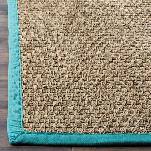 Safavieh Natural Fiber Hampton 3 X 5 Natural/Teal Indoor Solid