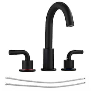 8 in. Widespread Double Handle Bathroom Sink Faucet with 360° Swivel Spout in Matte Black