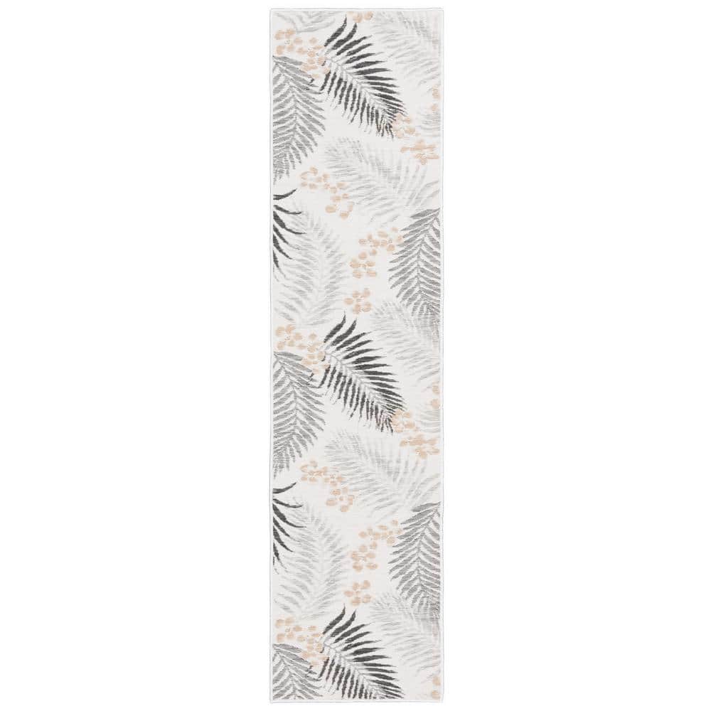 Sunrise Ivory/Gray Black 2 ft. x 8 ft. Oversized Tropical Reversible Indoor/Outdoor Runner Rug price history on PriceWatchPro