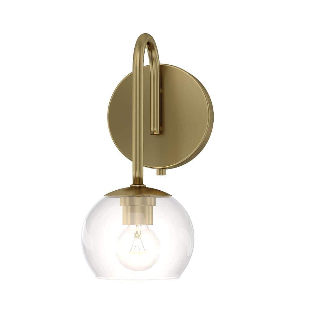 Belford 5 in. Plug and Play 1-Light Lacquered Brass Wall Sconce with SkyPlug price history on PriceWatchPro