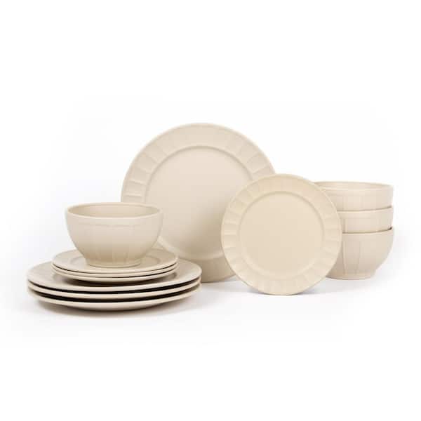 Sango Prima 12-Piece Casual Parchment Stoneware Dinnerware Set (Service for 4)