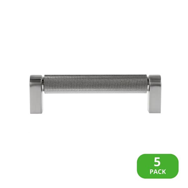 Sumner Street Home Hardware 5-Pack Kent Knurled 4 in. (102 mm) Center-to-Center Industrial Satin Nickel Bar Drawer Pull