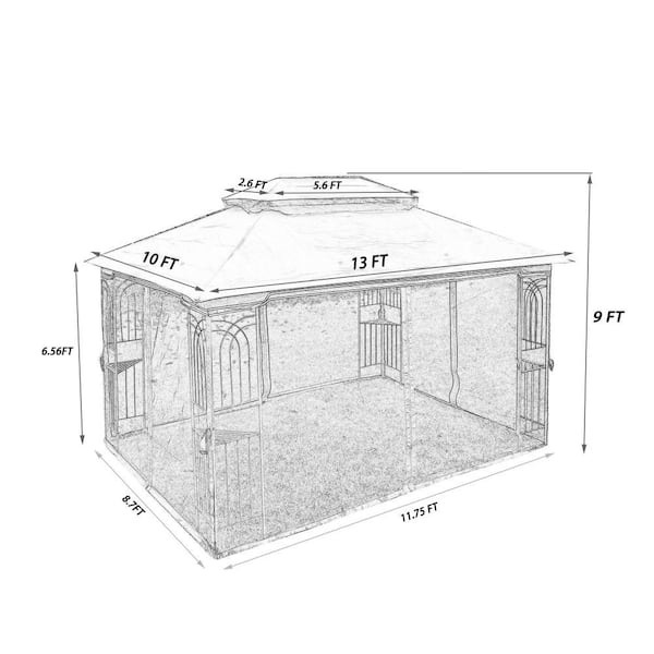 Cesicia 13 ft. x 10 ft. Gray Outdoor Canopy Tent With Ventilated