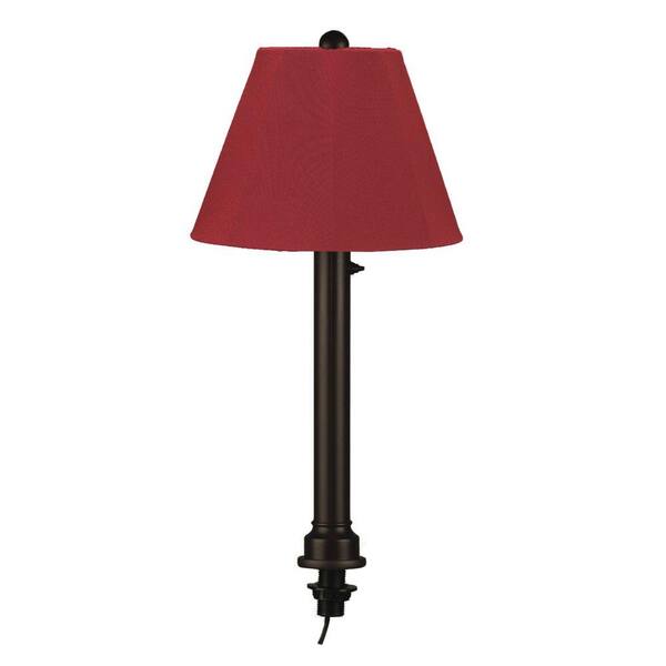 Patio Living Concepts Catalina 28 in. Outdoor Black Umbrella Table Lamp with Burgandy Shade-DISCONTINUED