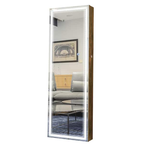 Unbranded Fashion Simple Jewelry Storage Cabinet, Mirrored Cabinet With LED Lights Door or Wall Mounted, Antique Gray
