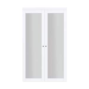24 in x 80.25 in. Off White 1-Lite Tempered Frosted Glass MDF Interior French Door