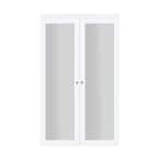 30 in. x 80.25 in. Off White 1-Lite Tempered Frosted Glass MDF Interior French Door
