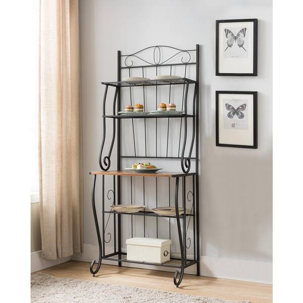 Kb Furniture Black Walnut 5 Tier Bakers Rack Kitchen Storage 5203k The Home Depot