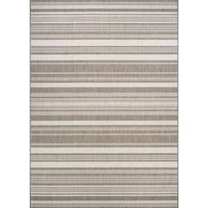 Recife Gazebo Stripe Champagne-Taupe 2 ft. x 4 ft. Indoor/Outdoor Area Rug