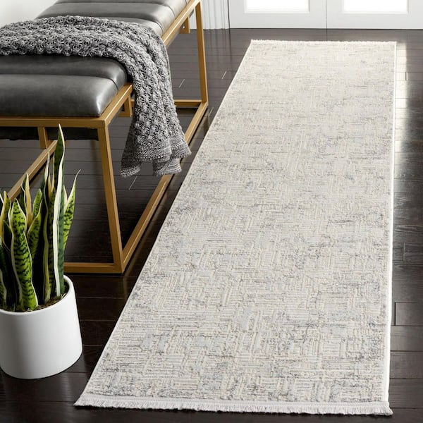 Whisper 2 ft. x 10 ft. Light Gray/Beige Monochrome Marle Runner Rug