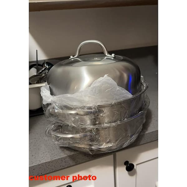 3 Tier Stainless Steel Steamer Pot med Stackable Pan Insert och Lid