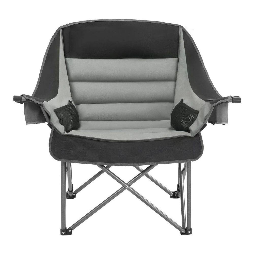 Oversized Camping Chair Black & Gray Steel Folding Lawn Chair with Padded Back & Cup Holders 1 Pack price history on PriceWatchPro