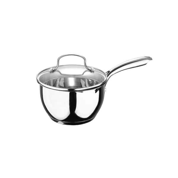 Bergner - Gourmet - 3.5 Quart Saucepan with Lid - Stainless-Steel Non-Stick  Saucepan with Tempered Glass Lid - Even Heat Distribution - Safe For All
