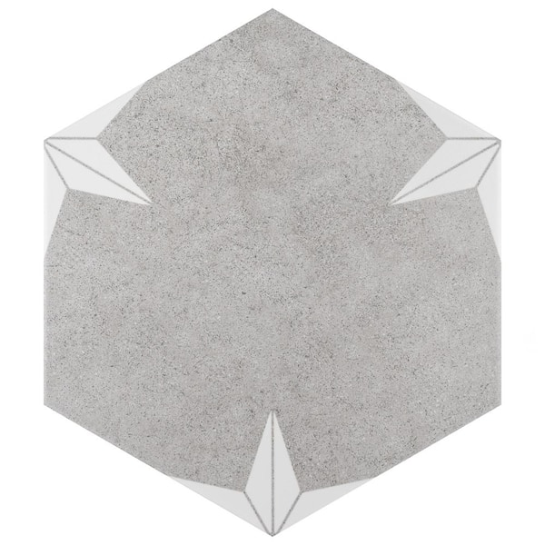 Stella Hex Mist 8-5/9 in. x 9-7/8 in. Porcelain Floor and Wall Take Home Tile Sample