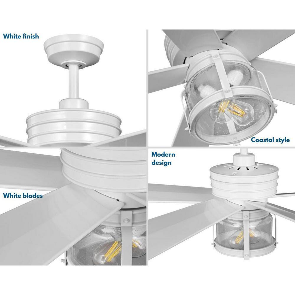 Midvale 56" White Steel Ceiling Fan with LED Light and Remote