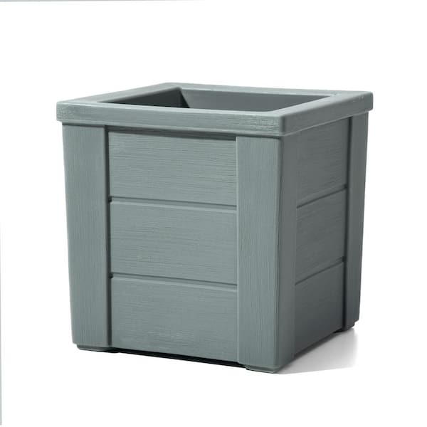 Lakewood 16 in. H x 15.75 in. W x 15.75 in. D Sage Gray Resin Square Indoor/Outdoor Planter Box