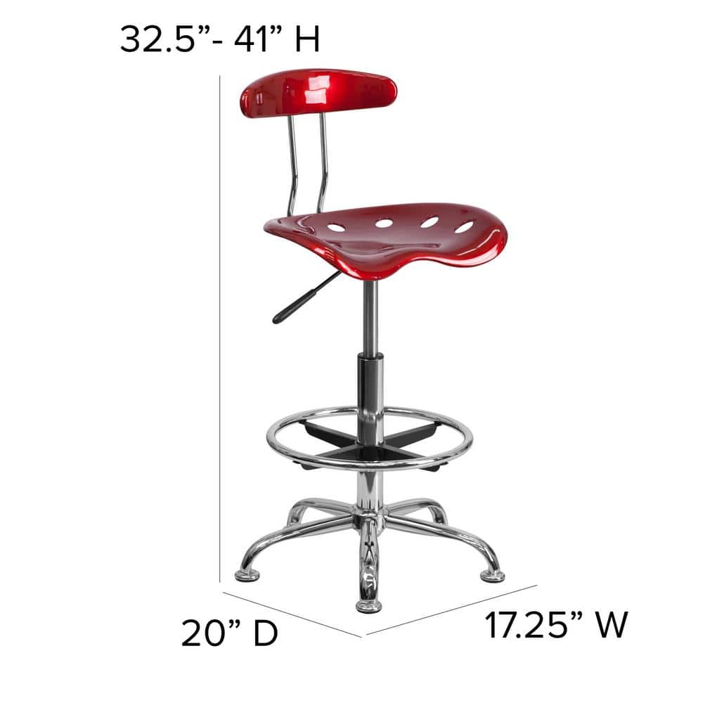 Wine Red Adjustable Swivel Metal Bar Stool