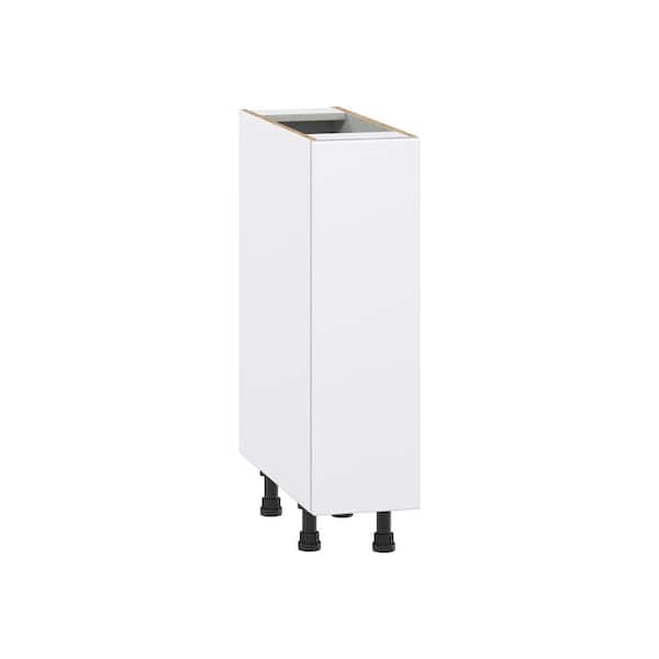 J COLLECTION Timberline 9 in. W x 24 in. D x 34.5 in. H Assembled Slab Full Height Door Base Kitchen Cabinet in Bright White
