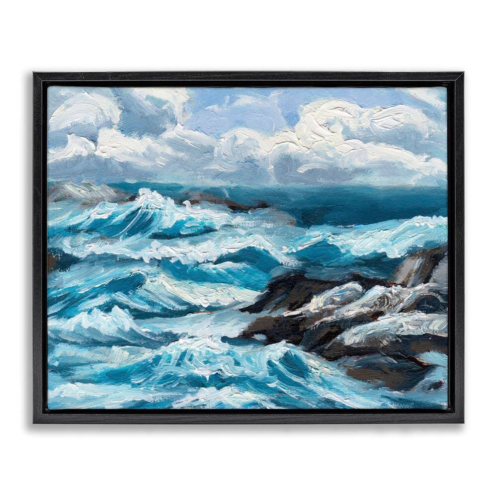 Rough Sea Waves Splash by Melissa Wang Black Floater Frame Coastal Graphic Art Print 25 in. x 31 in. price history on PriceWatchPro