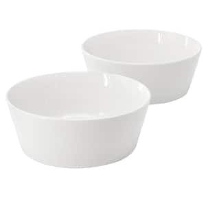 32 fl. oz. 6.75in. White Round Fine Ceramic Side Bowl Set of 2