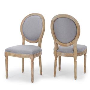 Cassandra Light Grey Fabric Distressed Dining Chair (Set of 2)