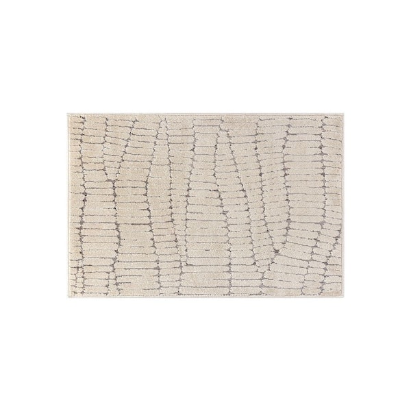 Pebble Abture Indoor High-Low Area Rug 2 ft. x 4 ft. Cream