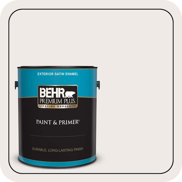 BEHR PREMIUM PLUS 1 gal. #790A-1 White Dogwood Satin Enamel Exterior Paint & Primer