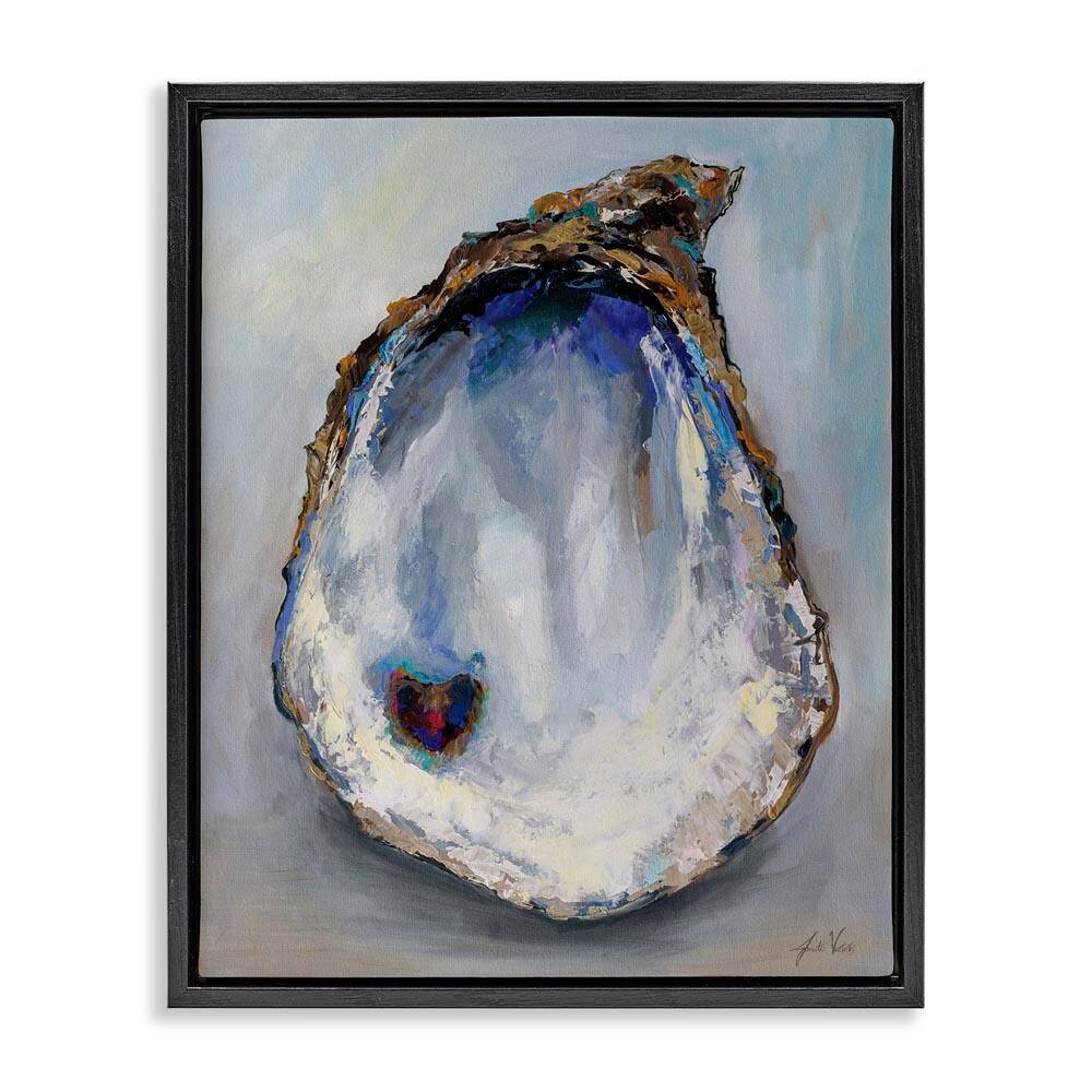 Organic Oyster Shell by Jeanette Vertentes Black Floater Frame Graphic Art Print Animal 21 in. x 17 in. price history on PriceWatchPro